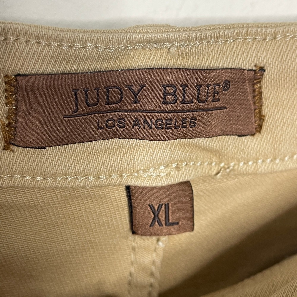 Judy Blue Khaki Tan‎ Garment Dyed Mid Rise Cuffed Denim Shorts XL New - Picture 7 of 7